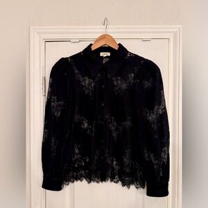 L'AGENCE Black Lace Blouse